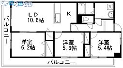 パークハイツ万代 3LDKの間取図画像