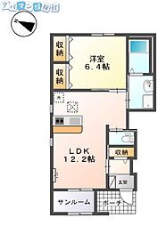 グリーンコート 1LDKの間取図画像