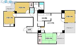ダイアパレスロイヤルシティ東幸町W棟 4LDKの間取図画像
