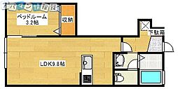 キーウエスト天神 1LDKの間取図画像