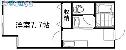 キーウエスト万代 1Kの間取図画像