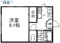 ハイツフローライト 1Kの間取図画像
