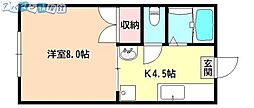 プレジール弥生 1Kの間取図画像