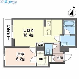 シャーメゾン笹和 1LDKの間取図画像