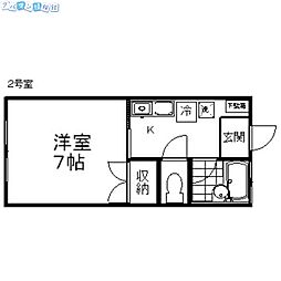 ハイツフローライト 1Kの間取図画像