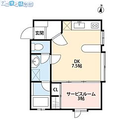 フレンド沼垂A棟 1SKの間取図画像
