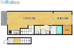 キーウェスト鐙 1LDKの間取図画像