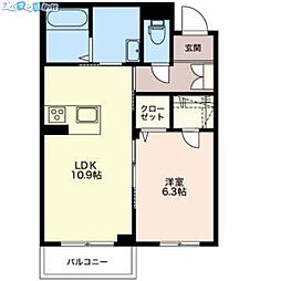 シャーメゾン新光町 1LDKの間取図画像