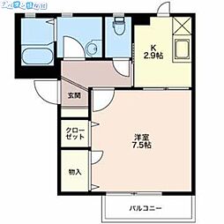 フォーレス・ヴェルデA棟 1Kの間取図画像