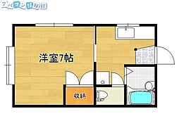 セーザン 1Kの間取図画像