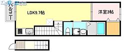 キーウェスト鐙 1LDKの間取図画像