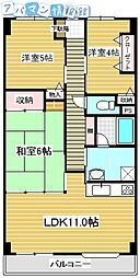 ダイアパレスシアース万代南棟 3LDKの間取図画像