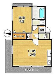 グリーンコーポ 1LDKの間取図画像
