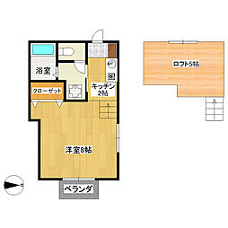 グランドソレイユ 1Kの間取図画像