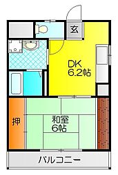 ステーツ横堤 1DKの間取図画像