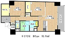 クルアルガイノウエ 2LDKの間取図画像