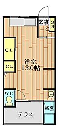 カトレア荘 1LDKの間取図画像