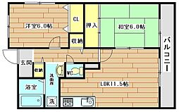 レジデンスナカジマ 2LDKの間取図画像