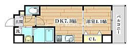 プレステージ3城北 1LDKの間取図画像