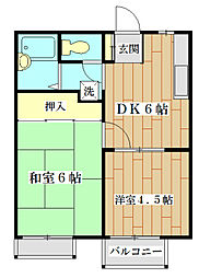 ハイツリバーサイド 2DKの間取図画像