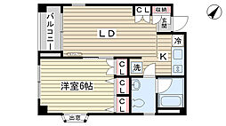 カーサアベリア 1LDKの間取図画像