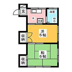 白鳥アパート 2Kの間取図画像