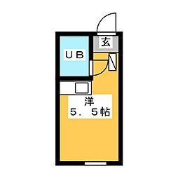 目白ガーデン 3階ワンルームの間取り