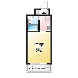 グローリア初穂高田馬場 1Kの間取図画像