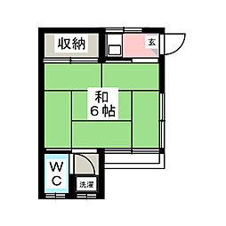 伊藤荘 1Kの間取図画像