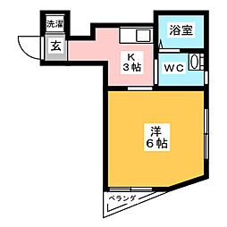 スカイビル 1Kの間取図画像
