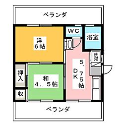 長谷川ビル 2DKの間取図画像