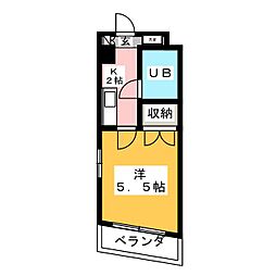 佐々木ビル ワンルームの間取図画像
