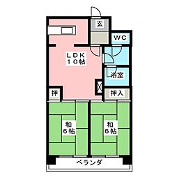 アビタシオン落合 2DKの間取図画像