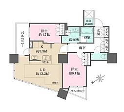 ザ・パークハウス西新宿タワー60 2LDKの間取図画像