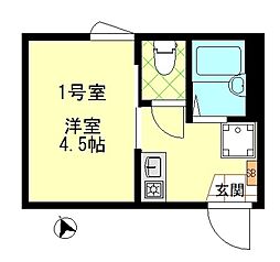 あおばトラスト新中野 1階1Kの間取り