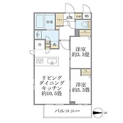 La Perla Nakano 3階2LDKの間取り