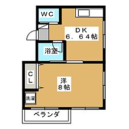 飯田荘 1DKの間取図画像
