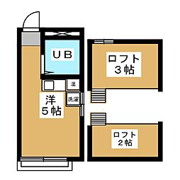 上高田ハイム ワンルームの間取図画像