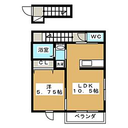 メゾンドミエル 1LDKの間取図画像