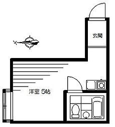 KENコーポ ワンルームの間取図画像