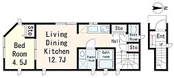 M&Mハイム 1LDKの間取図画像