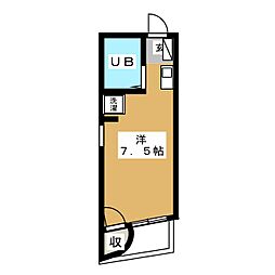 サニーサイド弐番館 4階ワンルームの間取り