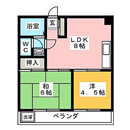 パレス葵 2LDKの間取図画像