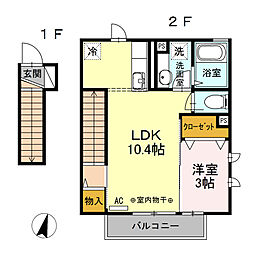 サロンデュノール 1LDKの間取図画像