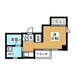 カフ・ホームU ワンルームの間取図画像