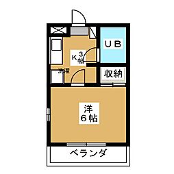 オルフェウス 1Kの間取図画像