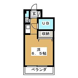 大裕ハイツ ワンルームの間取図画像