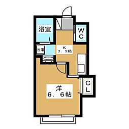 バーミリオン 1Kの間取図画像