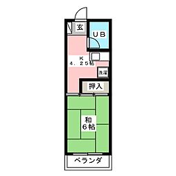 ツインハイツ 1Kの間取図画像