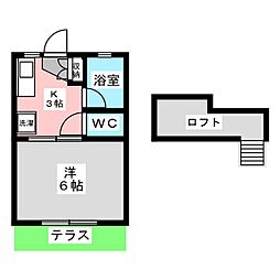 トップハット'90 1Kの間取図画像